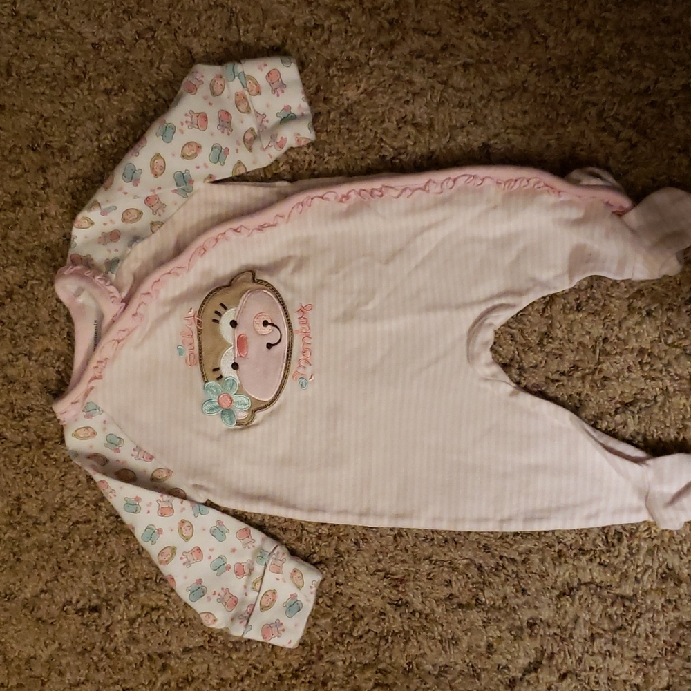 Baby girl sleeper, silly monkey